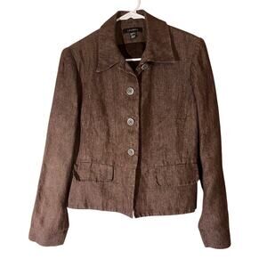 Louben Blazer Jacket Tweed Brown Button Up Lined Women's Size‎ 8